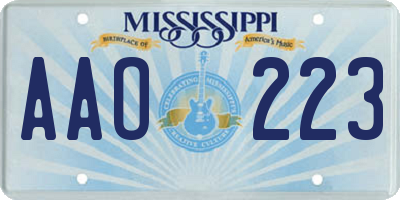 MS license plate AAO223