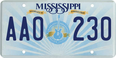 MS license plate AAO230