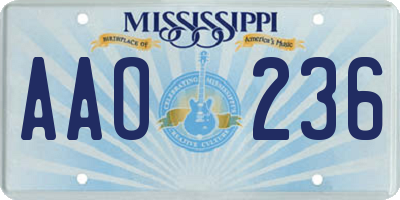 MS license plate AAO236