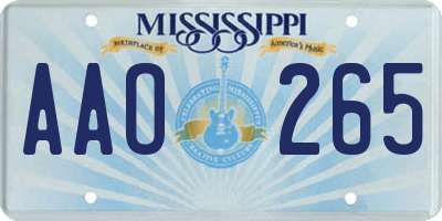 MS license plate AAO265