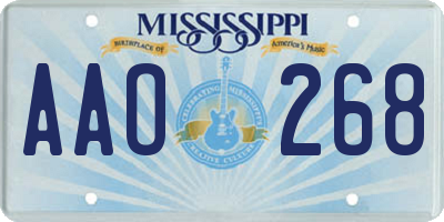 MS license plate AAO268