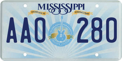 MS license plate AAO280