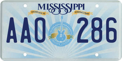 MS license plate AAO286