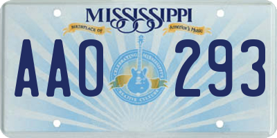 MS license plate AAO293