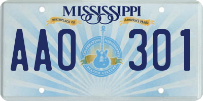 MS license plate AAO301