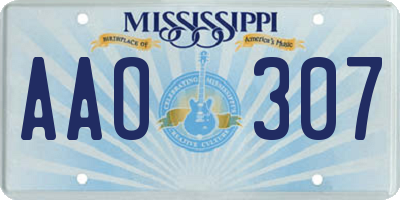 MS license plate AAO307