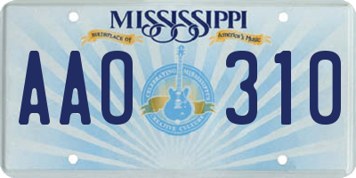 MS license plate AAO310