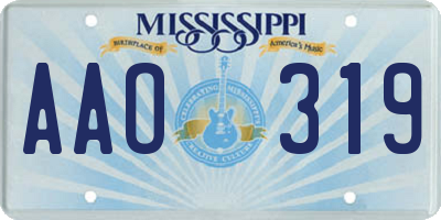 MS license plate AAO319