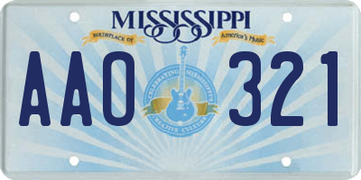 MS license plate AAO321