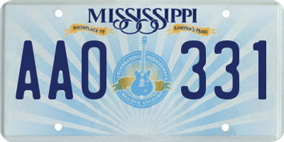 MS license plate AAO331