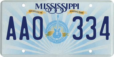 MS license plate AAO334