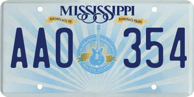 MS license plate AAO354