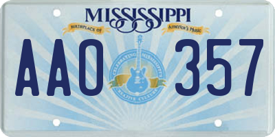 MS license plate AAO357
