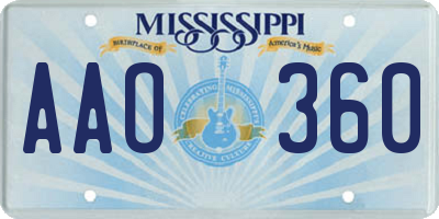 MS license plate AAO360