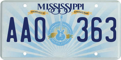 MS license plate AAO363