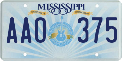 MS license plate AAO375