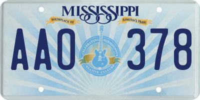 MS license plate AAO378