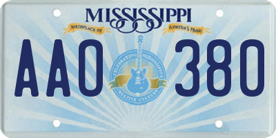 MS license plate AAO380