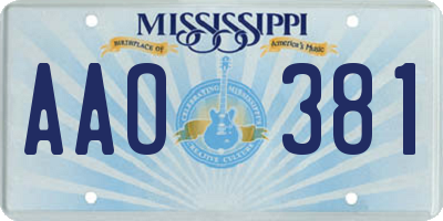 MS license plate AAO381