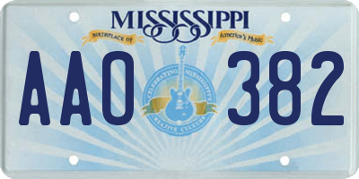 MS license plate AAO382