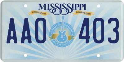 MS license plate AAO403