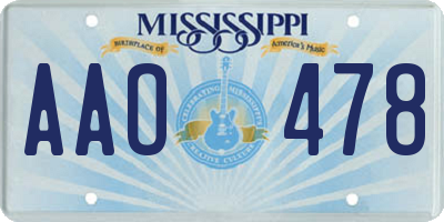 MS license plate AAO478