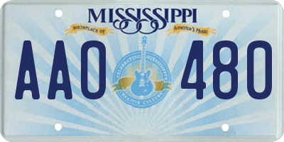 MS license plate AAO480