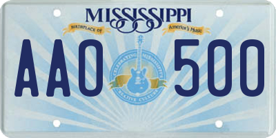 MS license plate AAO500