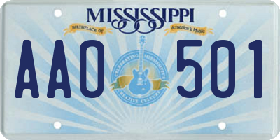 MS license plate AAO501