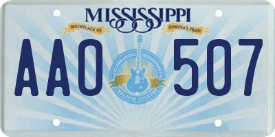 MS license plate AAO507