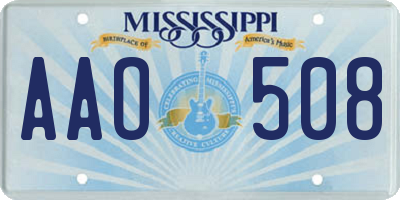 MS license plate AAO508