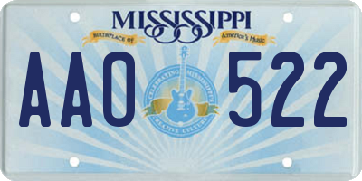 MS license plate AAO522