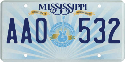 MS license plate AAO532