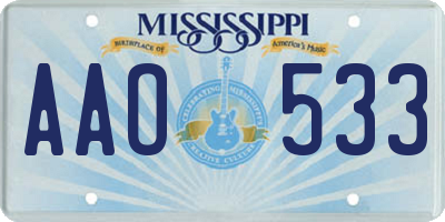 MS license plate AAO533