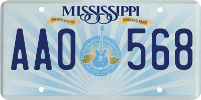 MS license plate AAO568