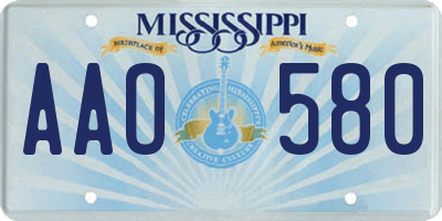 MS license plate AAO580