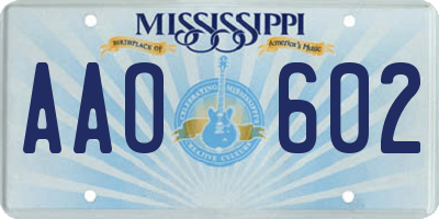 MS license plate AAO602