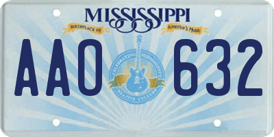 MS license plate AAO632