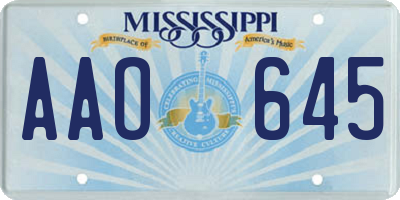 MS license plate AAO645