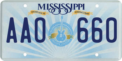 MS license plate AAO660