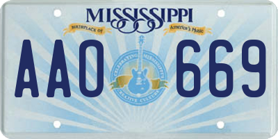 MS license plate AAO669