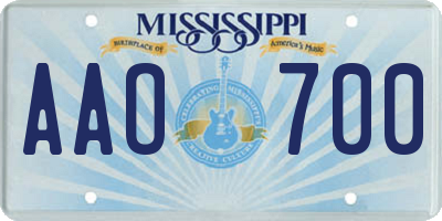 MS license plate AAO700