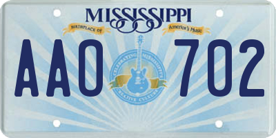 MS license plate AAO702