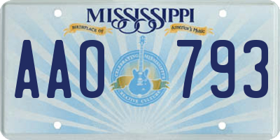 MS license plate AAO793