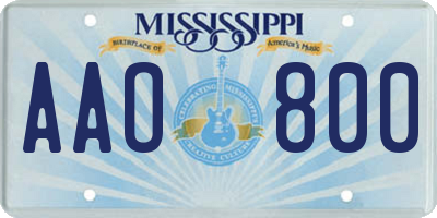 MS license plate AAO800