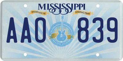 MS license plate AAO839