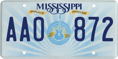 MS license plate AAO872