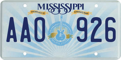 MS license plate AAO926