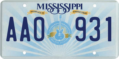 MS license plate AAO931