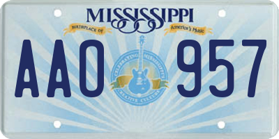 MS license plate AAO957